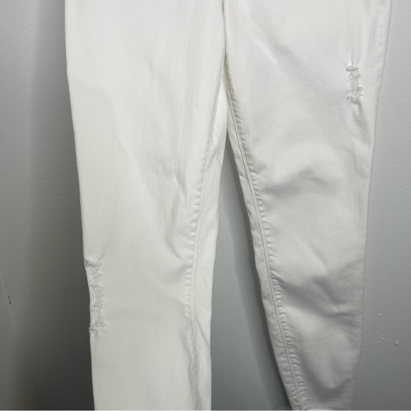 SPANX White High Rise Stretch Distressed Skinny Ankle Raw Hem Jeans Size M - Picture 8 of 16